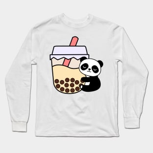 Adorable Panda Baby Bubble Tea Hug Kawaii Cream Long Sleeve T-Shirt